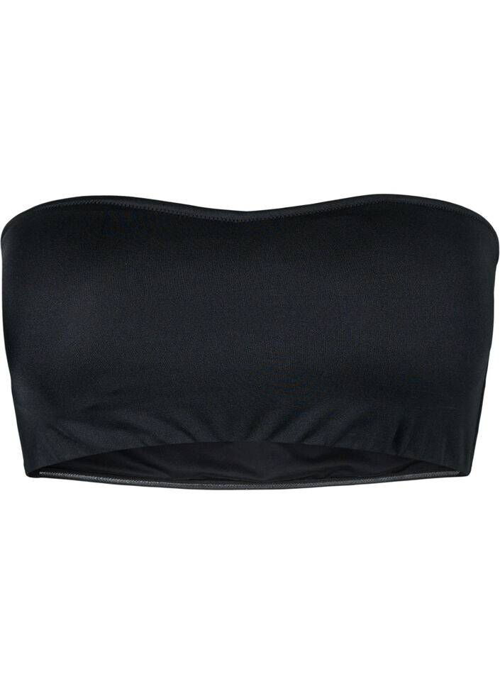 Ensfarget bandeau-bikinitopp, Svart, Packshot image number 0