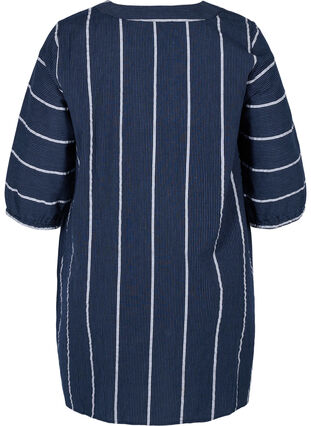 Stripete tunika i bomull med 3/4-ermer, N.Sky w.White Stripe, Packshot image number 1