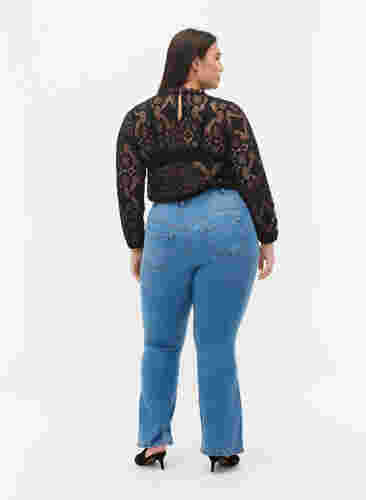 Ellen bootcut jeans med høyt liv, Light blue, Model image number 1