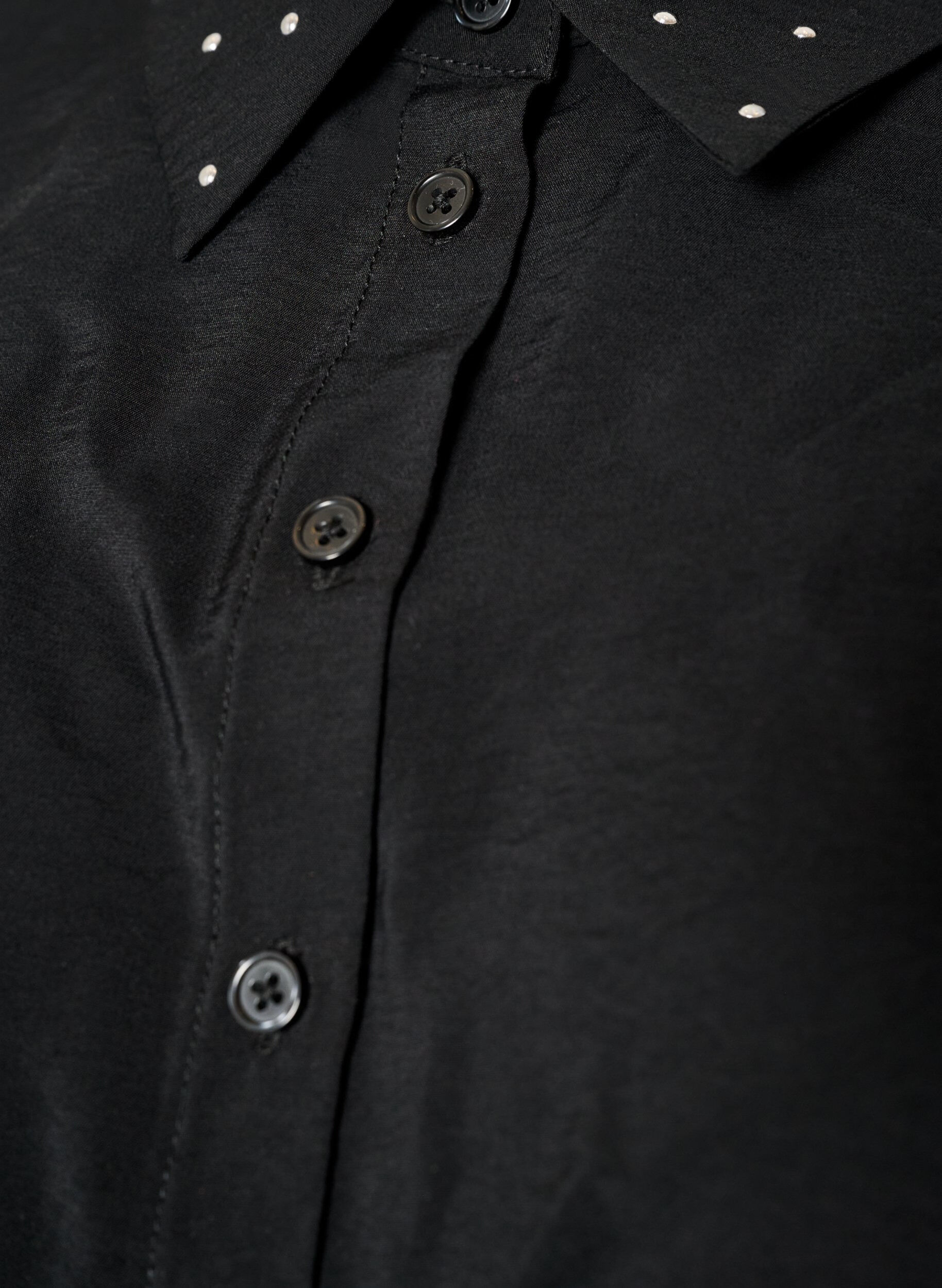 ZizziKrageinnsats med rhinsteiner og knapper, Svart, Packshot image number 2