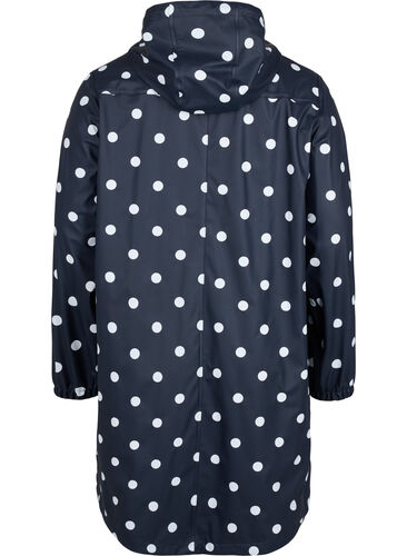 Mønstrete regnjakke med hette, Navy Blazer W/Dots, Packshot image number 1