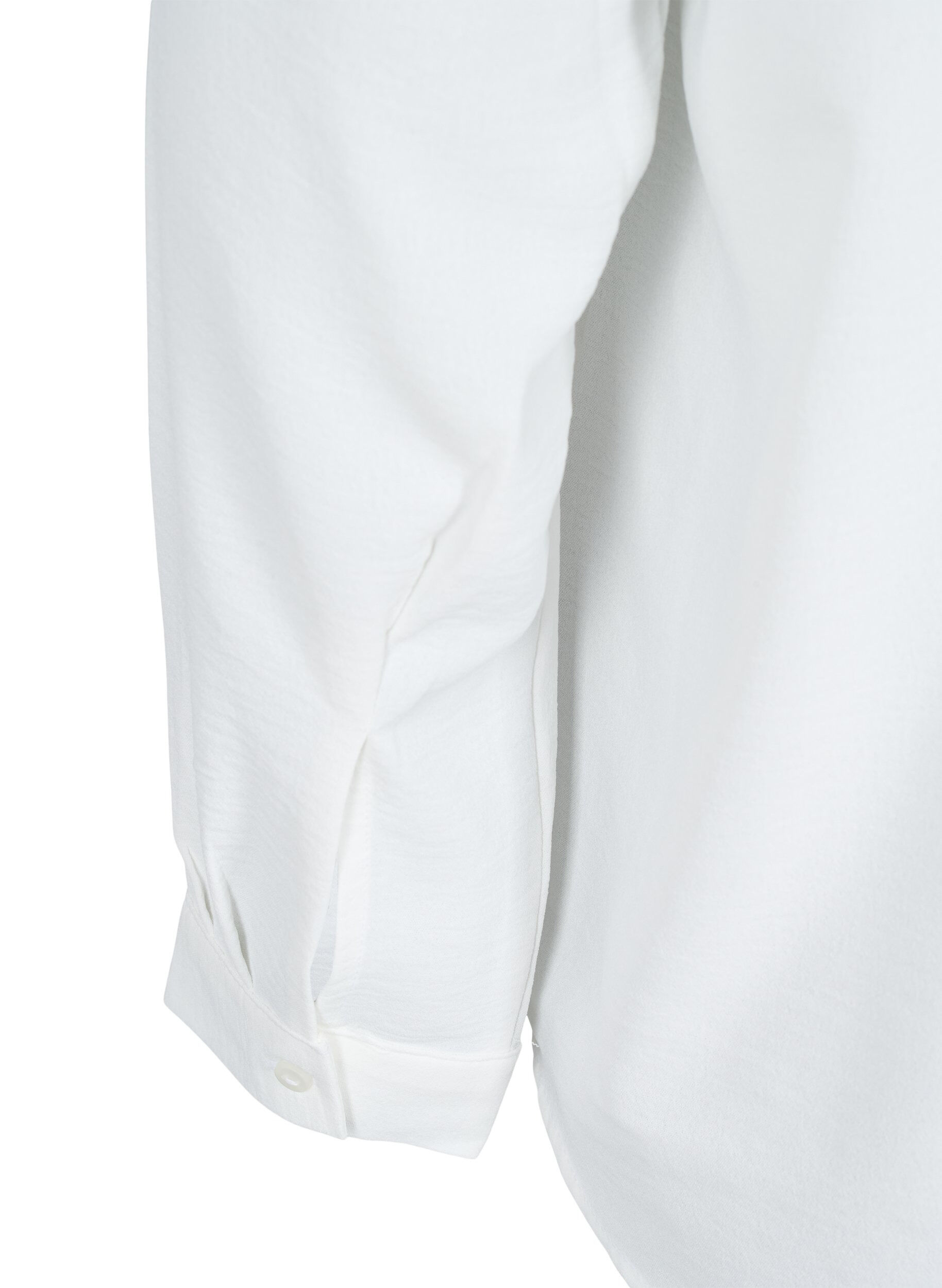 Zizzi Langermet skjortebluse med V-hals, Bright White, Packshot image number 3