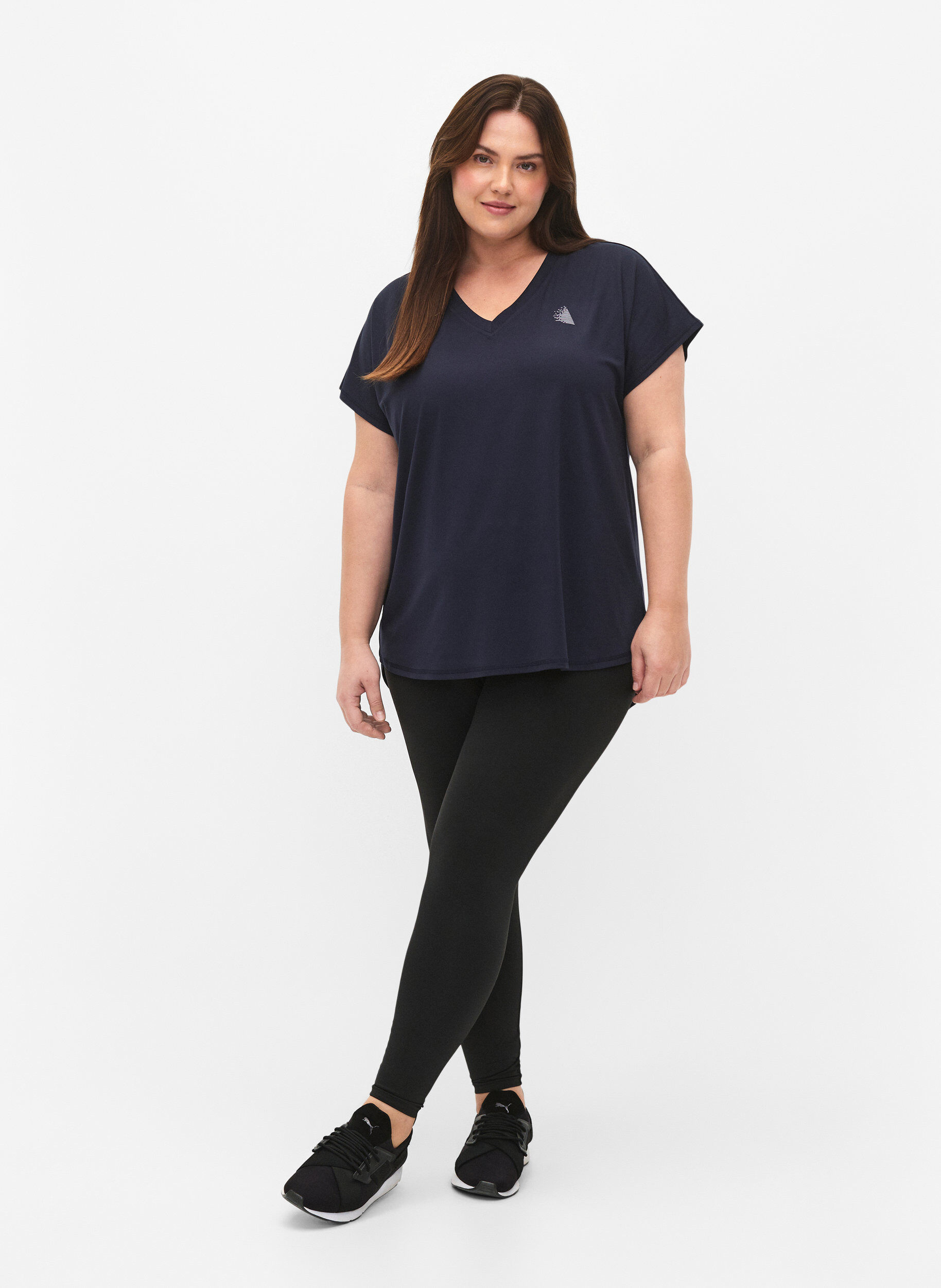 Zizzi Trenings-t-skjorte med v-hals, Night Sky, Model image number 2