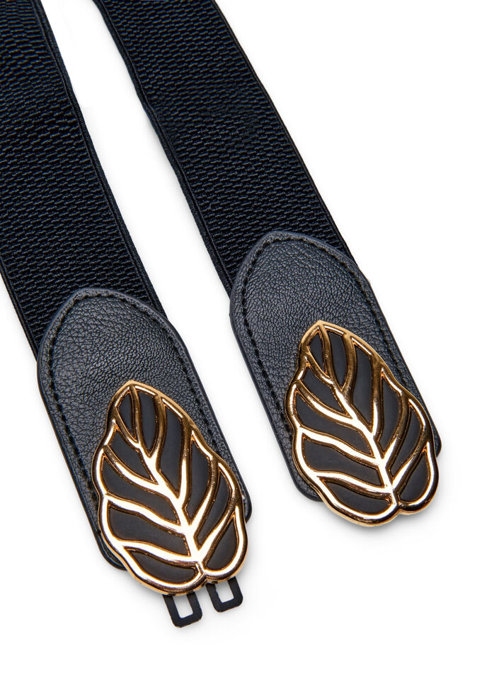 Elastisk midjebelte med gullspenne, Black, Packshot image number 2