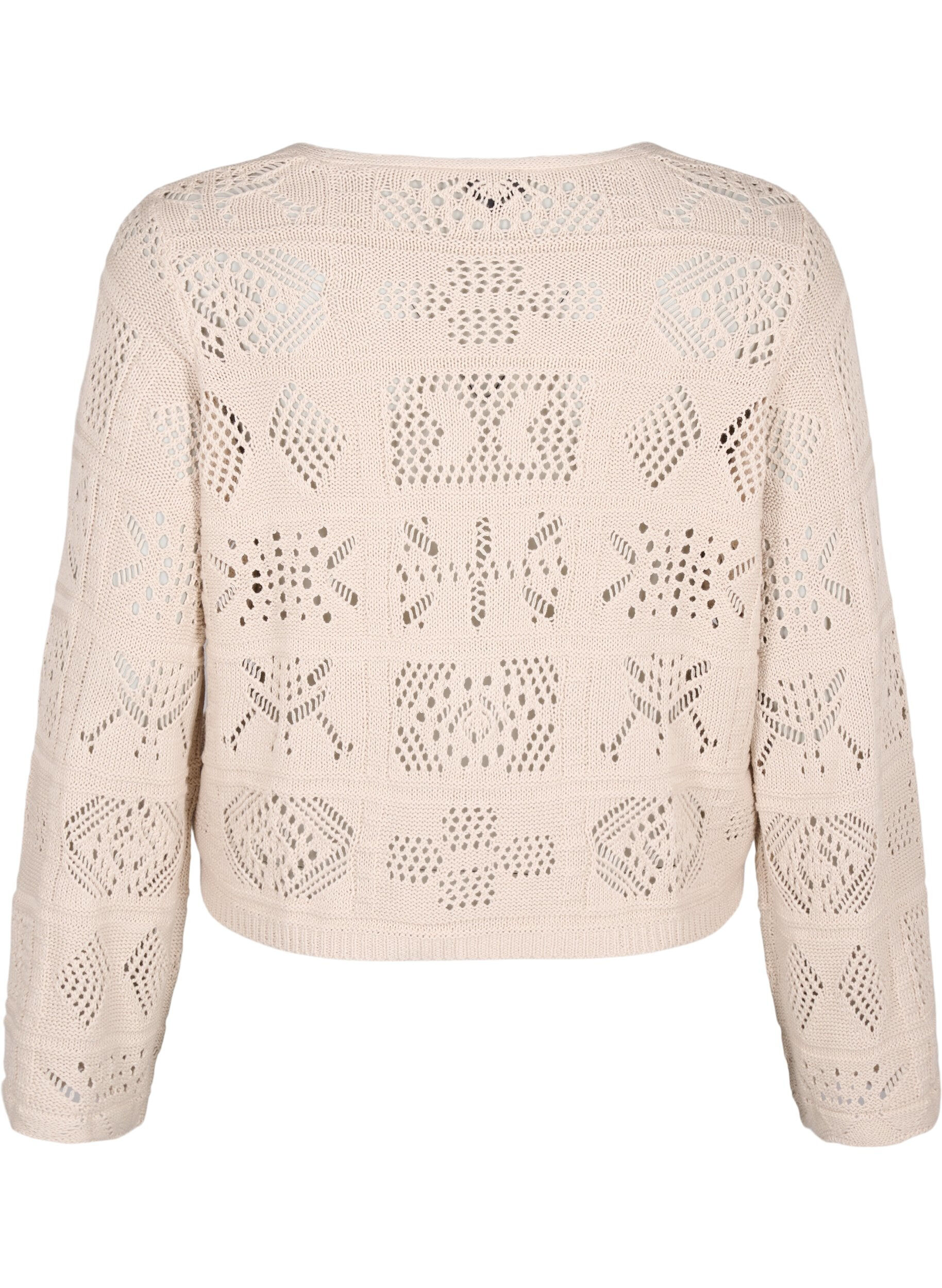 Zizzi Strikket cardigan med l&oslash;pesnor, Pumice Stone, Packshot image number 1