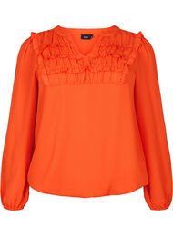 Langermet bluse med frynsete detaljer, Orange.com