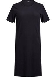 Knelang T-skjortekjole i ribbet jersey, Black