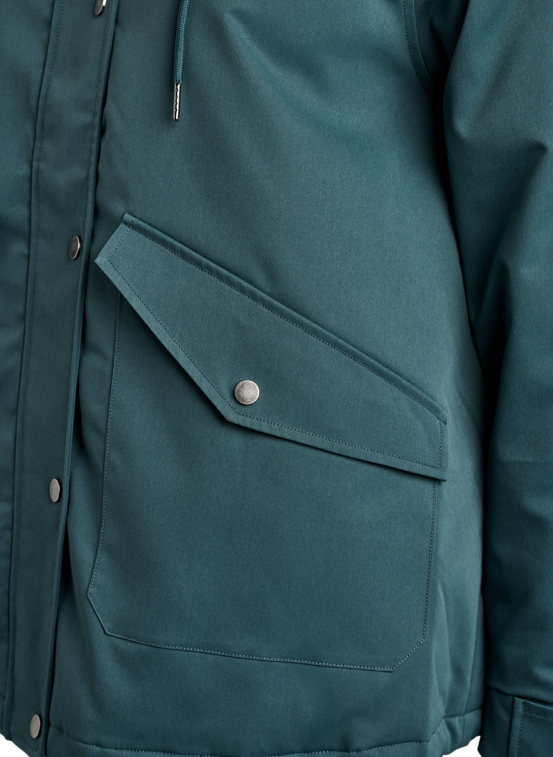 ZizziPolstret parkas med avtakbar hette, Gr&oslash;nn, Packshot image number 3