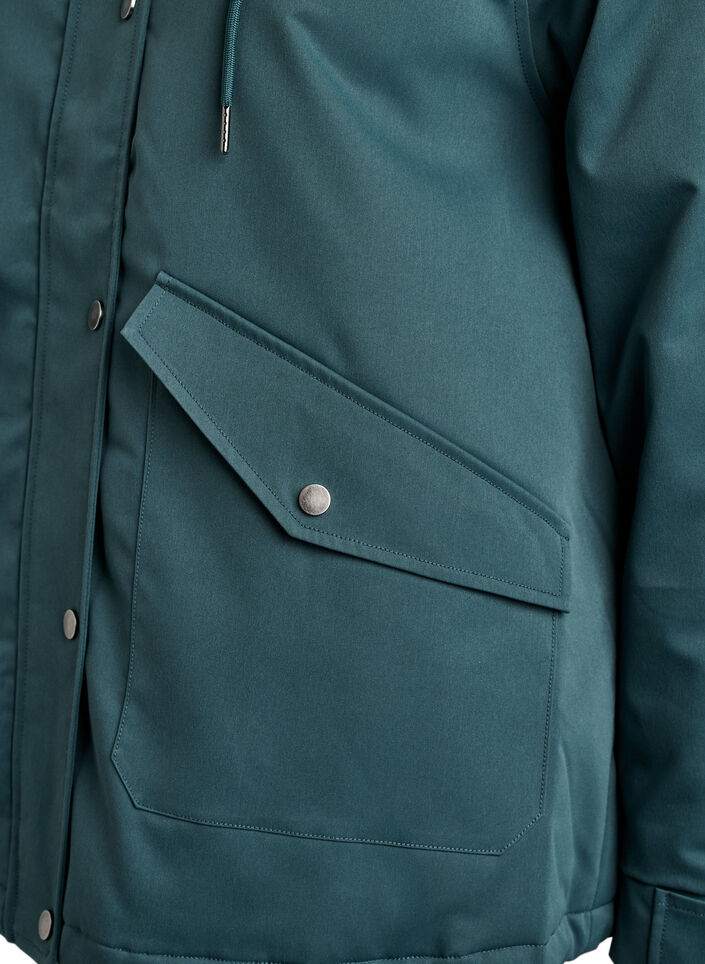 Polstret parkas med avtakbar hette, Gr&oslash;nn, Packshot image number 3