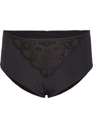 Mikrofibertruser med blondedetaljer, Black