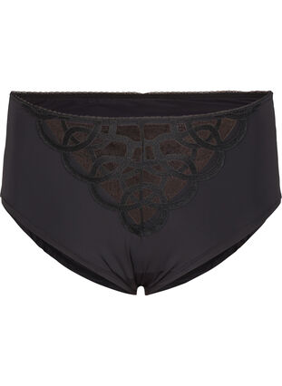 Zizzi Mikrofibertruser med blondedetaljer, Black, Packshot image number 0