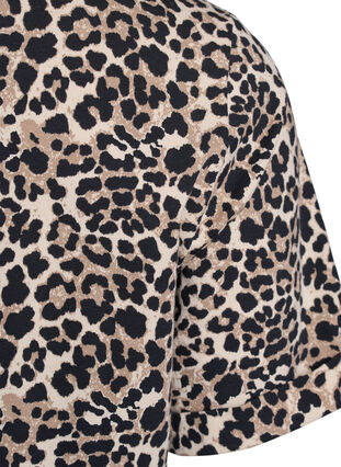 Zizzi T-skjorte med rund hals og heldekkende trykk, Brun, Packshot image number 3