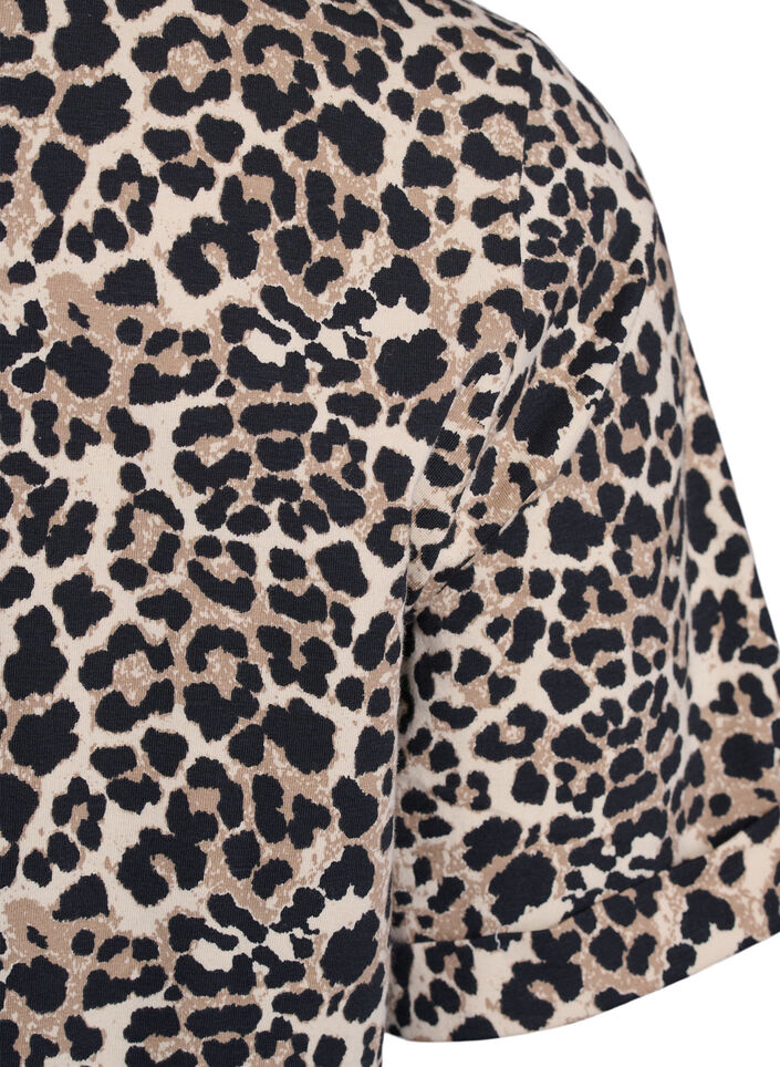 T-skjorte med rund hals og heldekkende trykk, Brun, Packshot image number 3