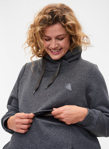 Genser til gravide med ammefunksjon, Dark Grey Melange, Model image number 2