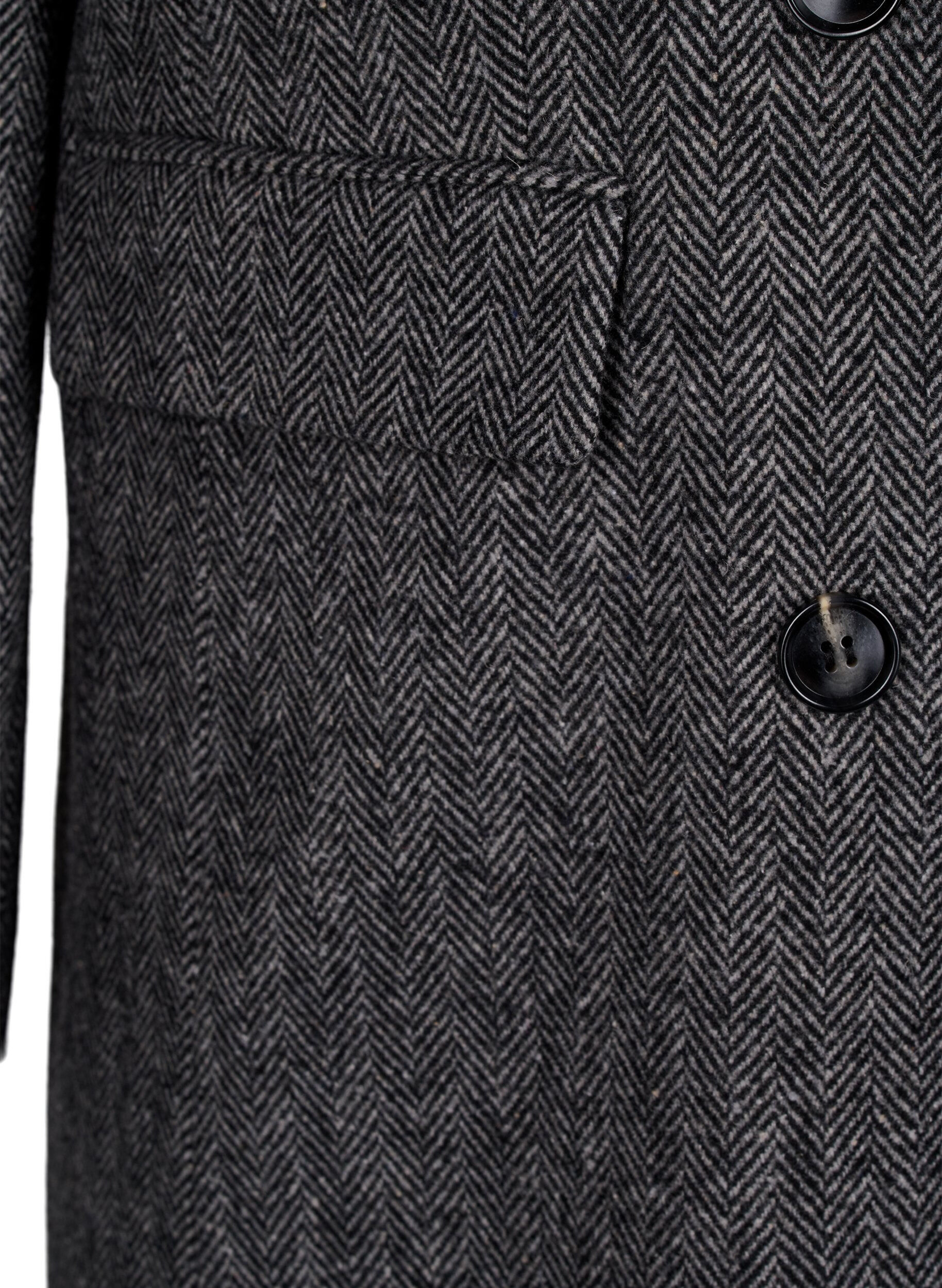 Zizzi Lang ullk&aring;pe med fiskebeinsm&oslash;nster, Dark Grey Melange, Packshot image number 3