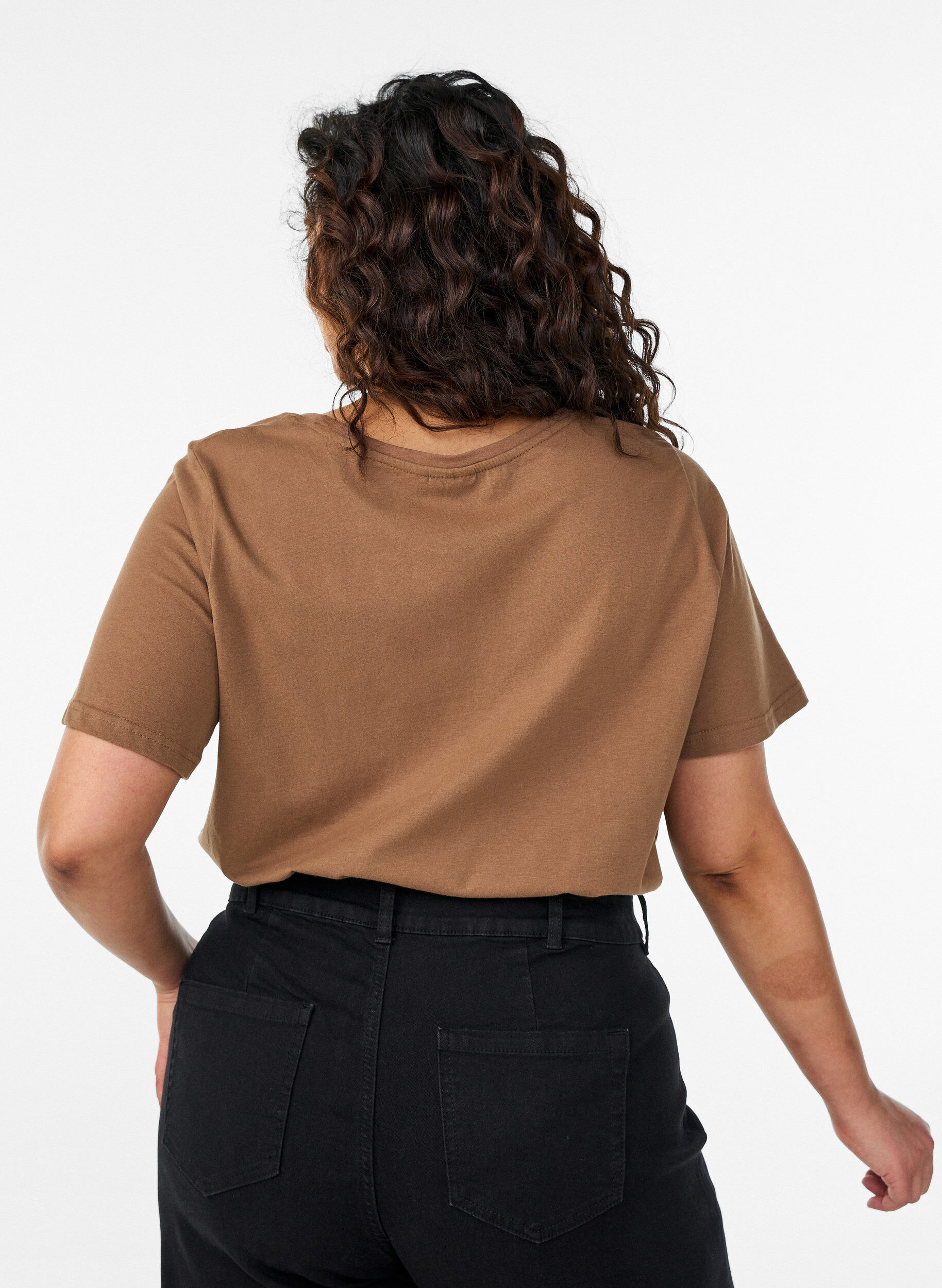 Zizzi FLASH - T-skjorte med trykk, Brun, Model image number 2