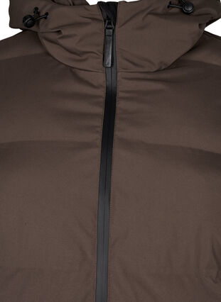 Zizzi Lang vinterkåpe med hette, Brun, Packshot image number 2