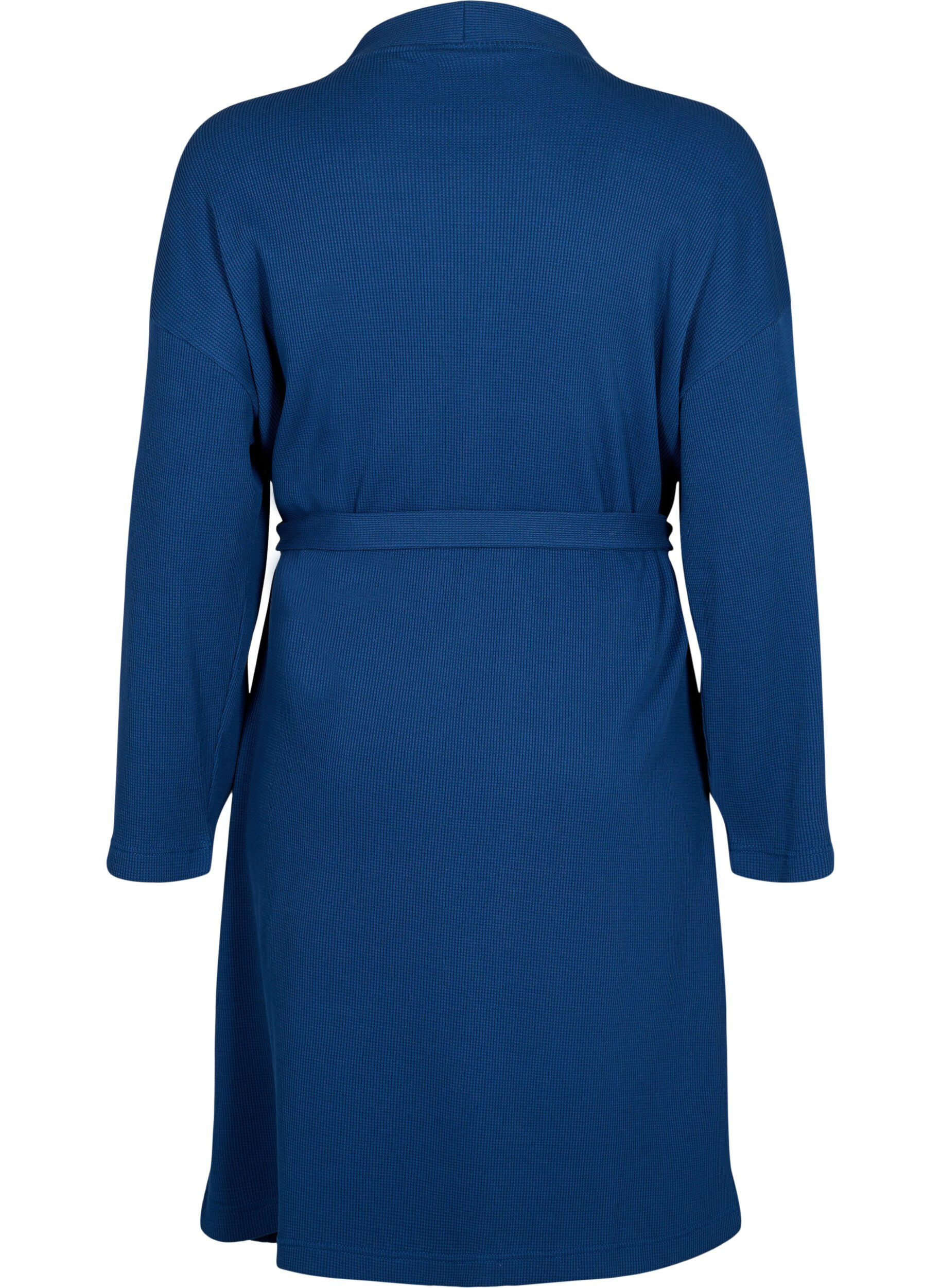 Zizzi Badek&aring;pe med lommer og bindebelte, Blue Opal, Packshot image number 1