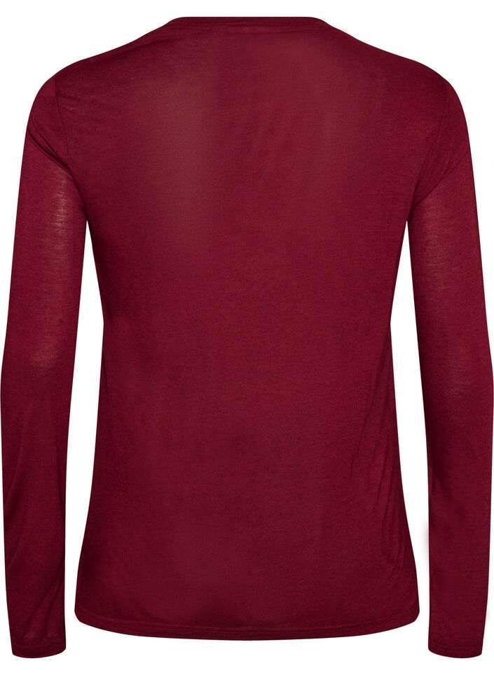 Langermet bluse i ull og viskose, R&oslash;d, Packshot image number 1