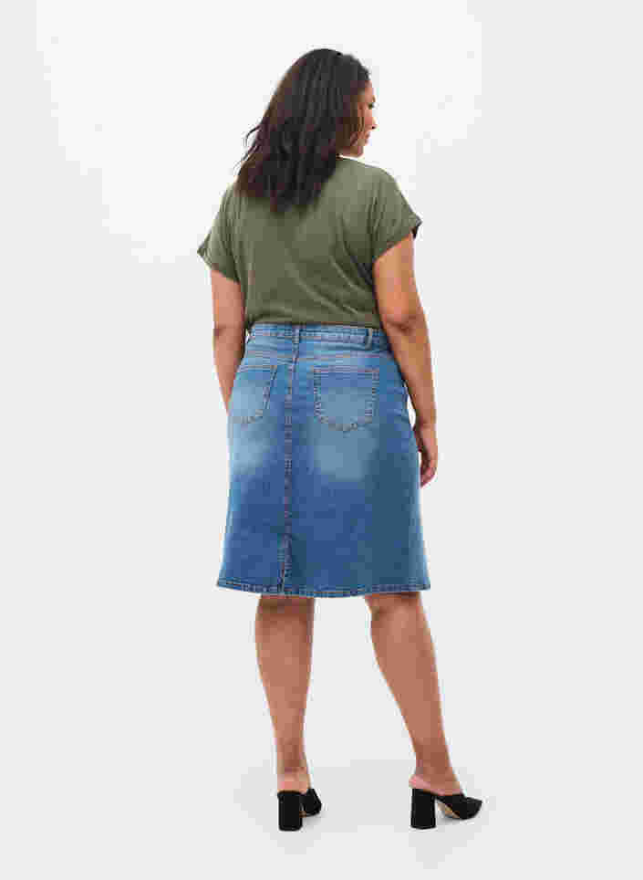 Midiskjørt i denim og bomull, Blue denim, Model