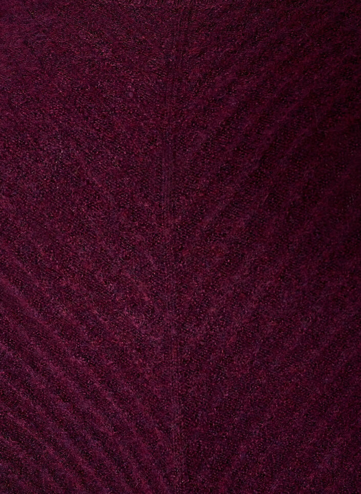 Kort strikket kjole med V-formet teksturert m&oslash;nster, R&oslash;d, Packshot image number 2