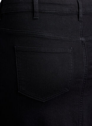 Zizzi FLASH - Midiskjørt i denim med splitt foran, Svart, Packshot image number 3