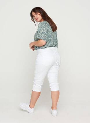 Zizzi Slim fit Emily caprijeans, Hvit, Model image number 1