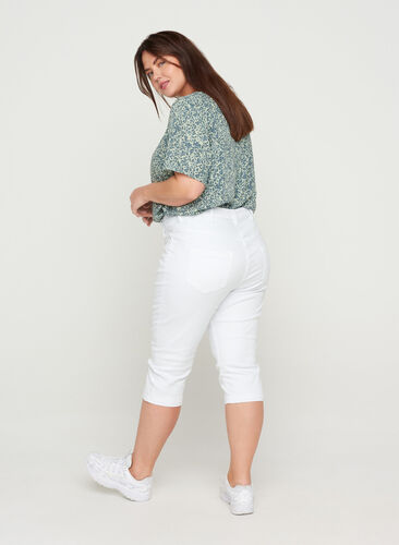 Zizzi Slim fit Emily caprijeans, Hvit, Model image number 1