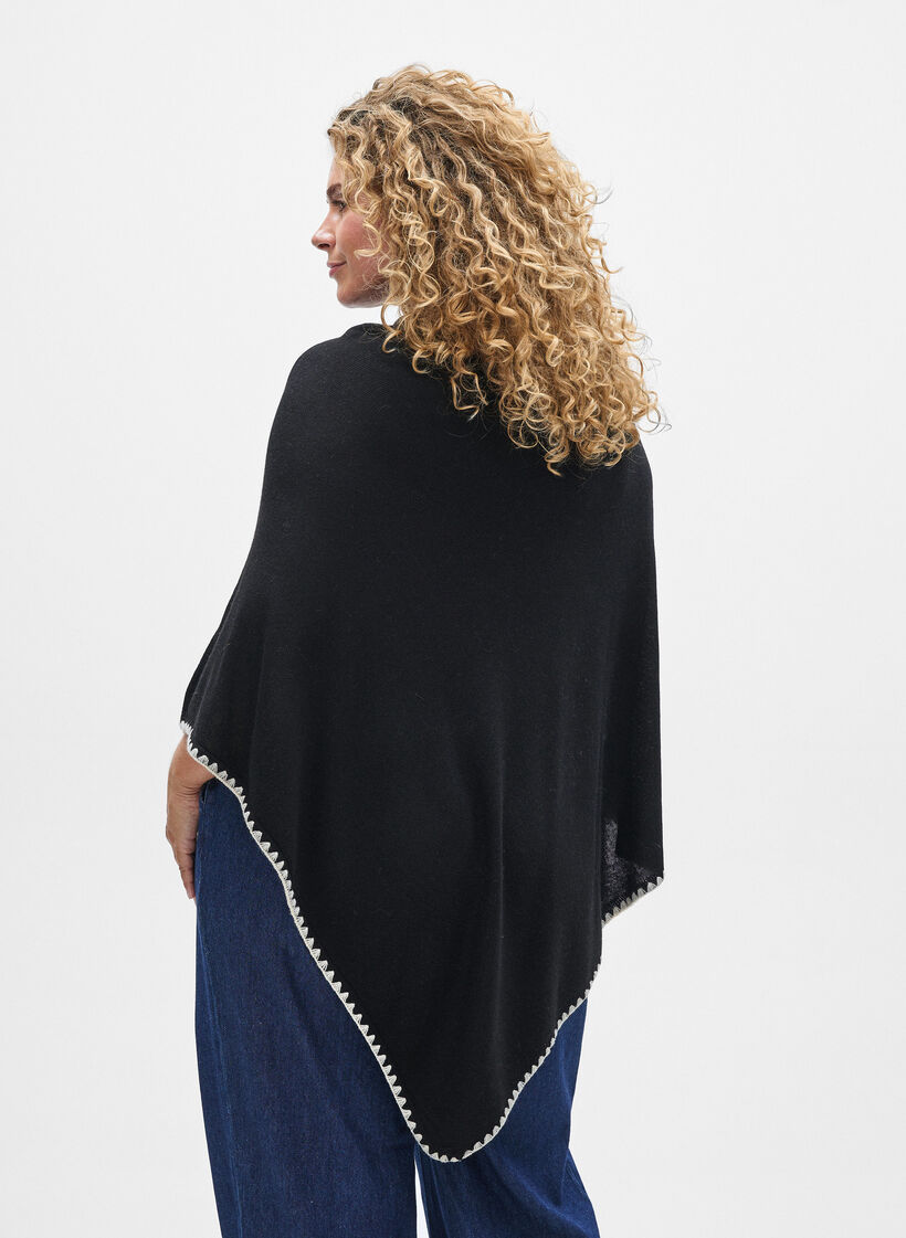 Finstrikket poncho, Svart, Model image number 2