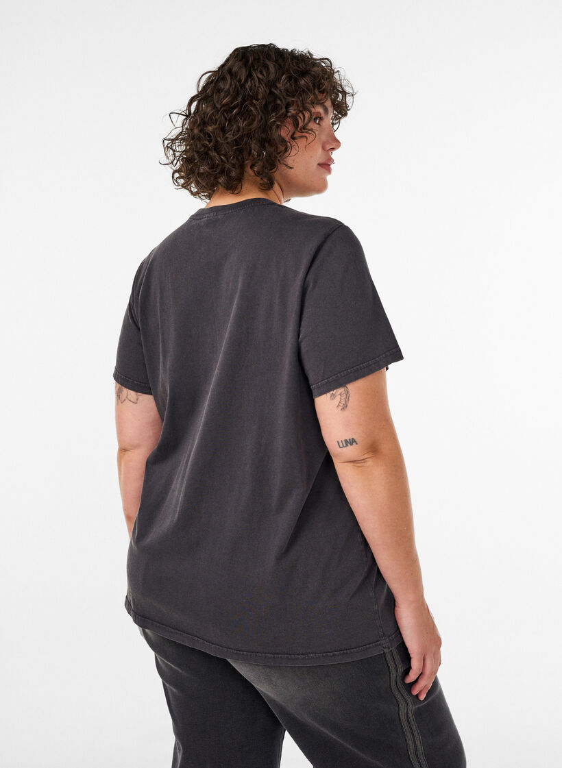 Grafisk T-skjorte i &oslash;kologisk bomull, Beige, Model image number 2