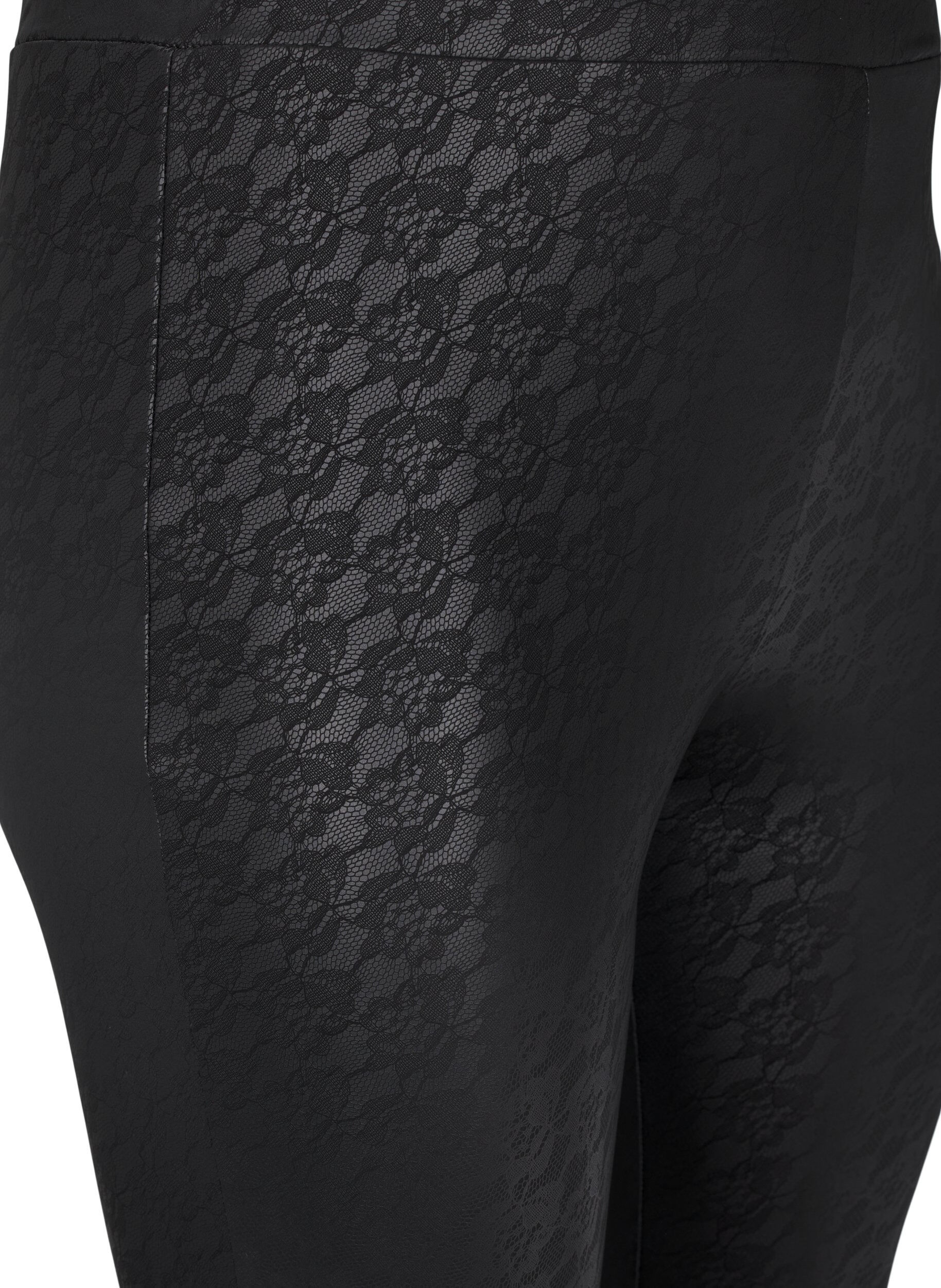 Zizzi Leggings i imitert skinn med dyretrykk, Svart, Packshot image number 2