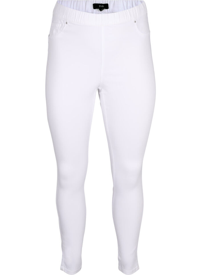 Jeggings med h&oslash;y midje, Hvit, Packshot image number 0