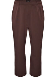 Dressbukse med h&oslash;y midje og straight fit, Brun