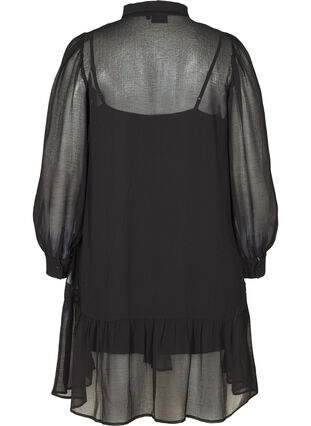 Langermet kjole med knappelukking, Black, Packshot image number 1
