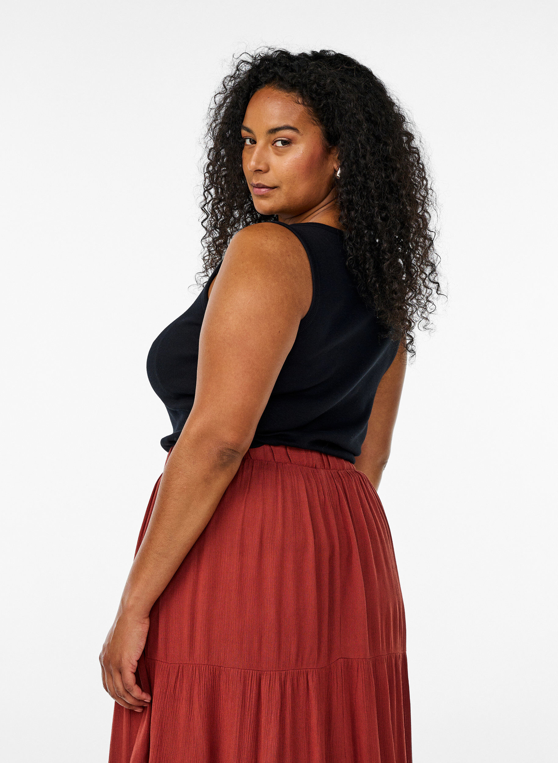 Zizzi Figurn&aelig;r topp med motiv, Svart, Model image number 2