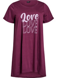 Kortermet nattkjole i &oslash;kologisk bomull, M&oslash;rk Bordeaux