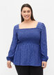 Prikkete bluse i viskose med smock, R.Blue w. Black Dot, Model image number 0