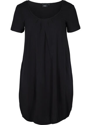 Kortermet kjole i bomull, Black, Packshot image number 0