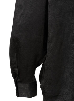Skjorte med struktur og lange puffermer, Black, Packshot image number 3