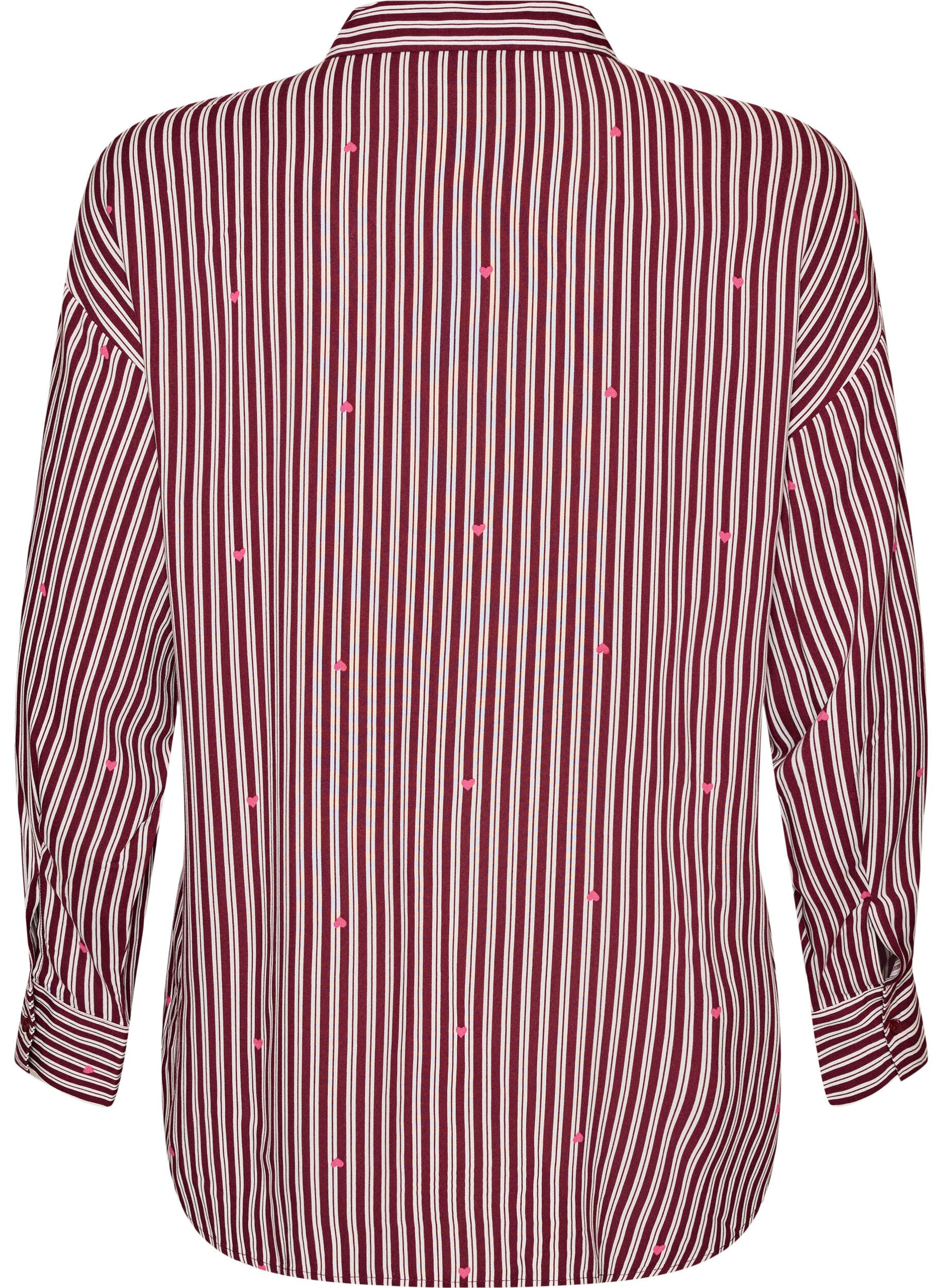 ZizziNattkjole med striper og hjerter, M&oslash;rk Bordeaux, Packshot image number 1