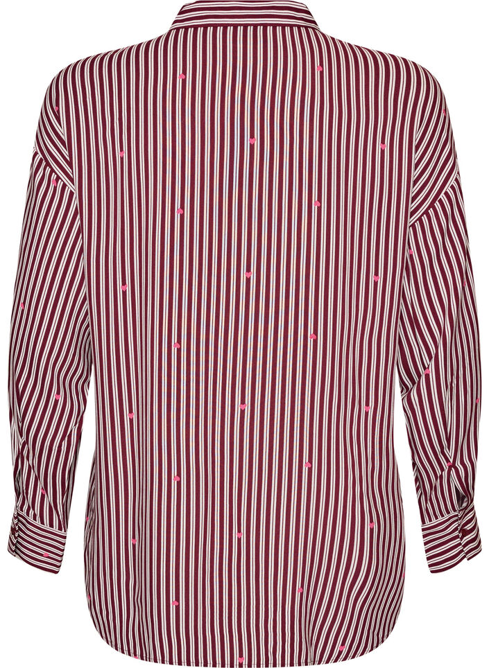 Nattkjole med striper og hjerter, M&oslash;rk Bordeaux, Packshot image number 1