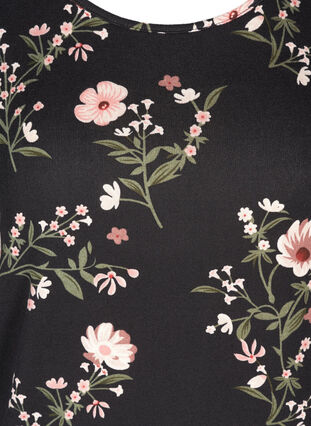 Langermet bluse med blomstermønster, black flower AOP, Packshot image number 2