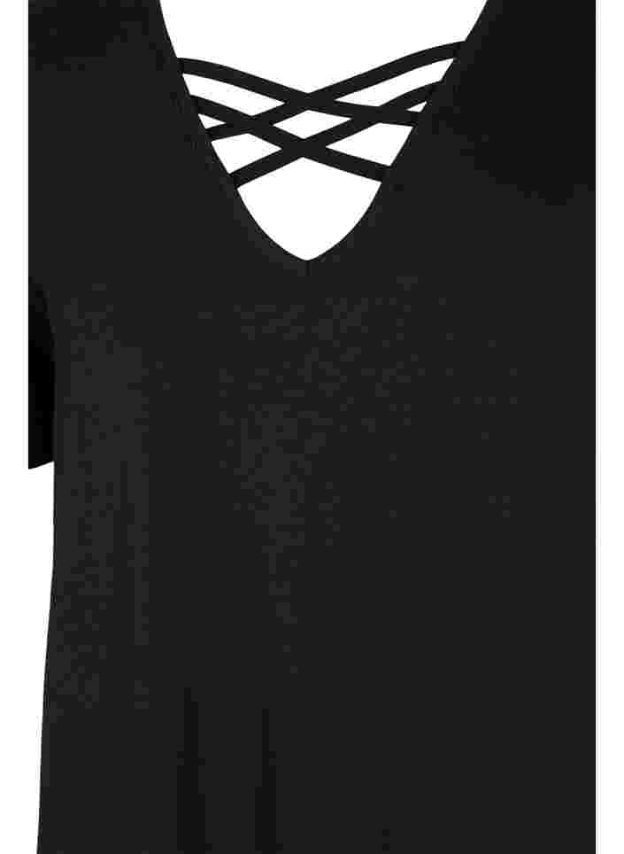 Kortermet nattkjole med V-hals, Black, Packshot image number 2