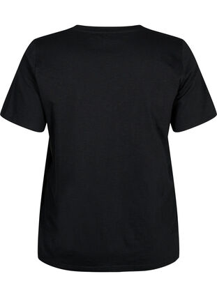 Kortermet basic T-skjorte med V-hals, Black, Packshot image number 1