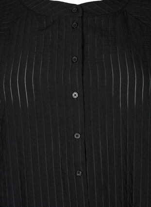 Lang viskose skjorte med stripete mønster, Black, Packshot image number 2