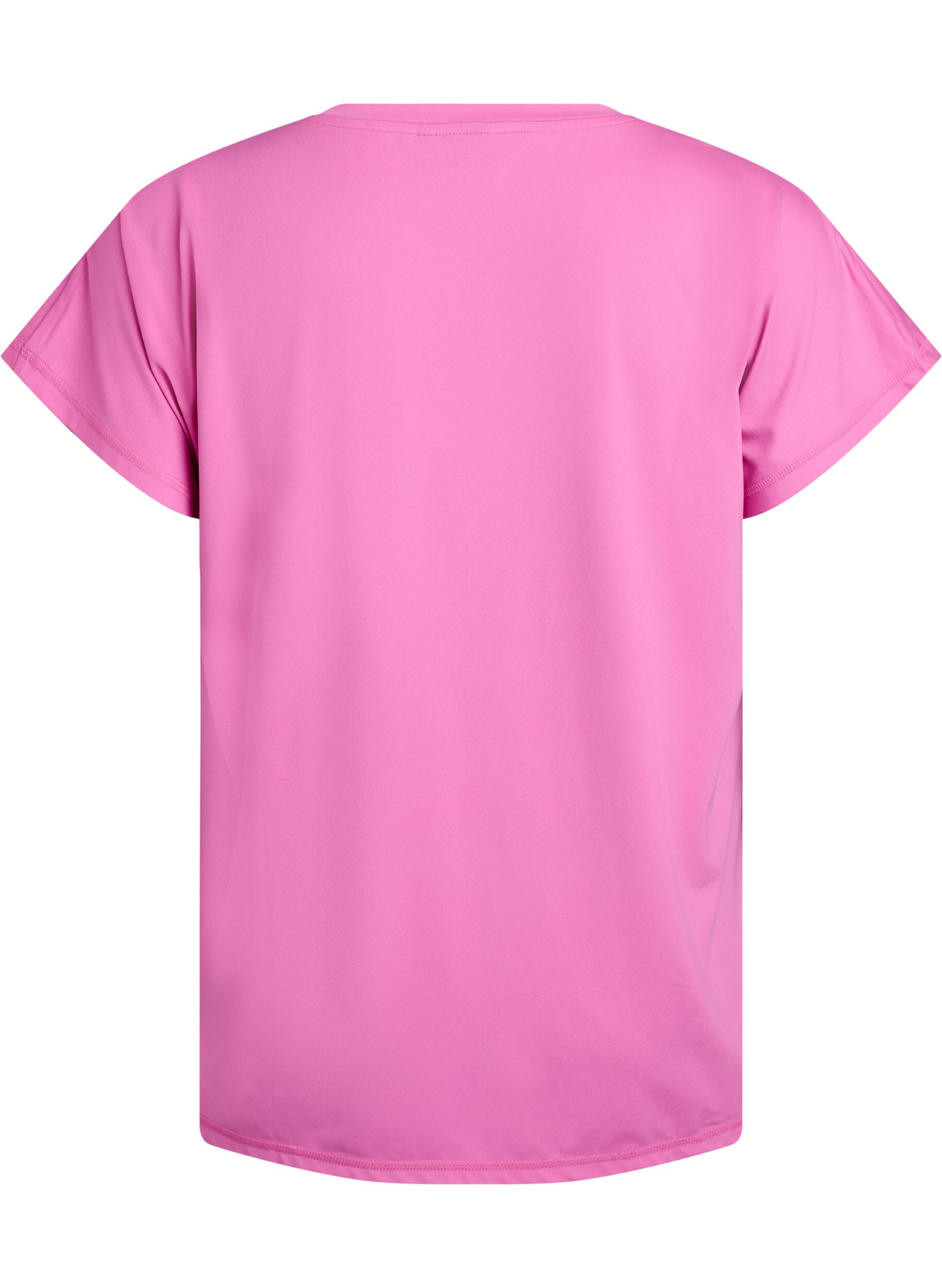 ZizziL&oslash;stsittende trenings-t-skjorte med V-hals, Rosa, Packshot image number 1
