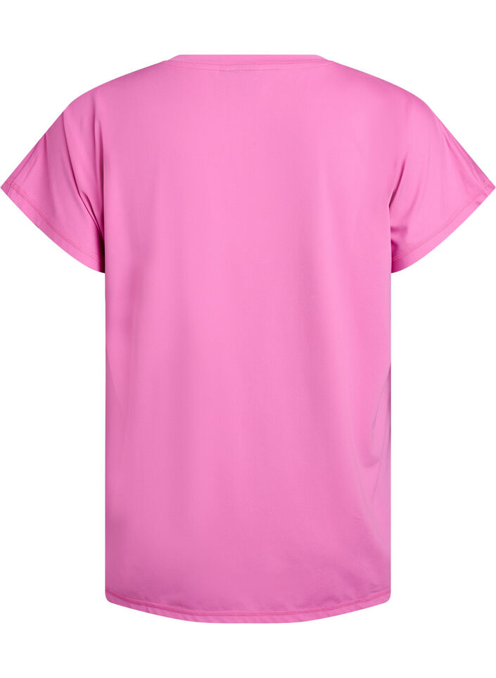 L&oslash;stsittende trenings-t-skjorte med V-hals, Rosa, Packshot image number 1