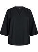 Bluse med 3/4 ermer, Svart, Packshot image number 0