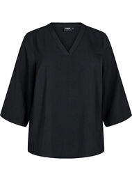Bluse med 3/4 ermer, Svart