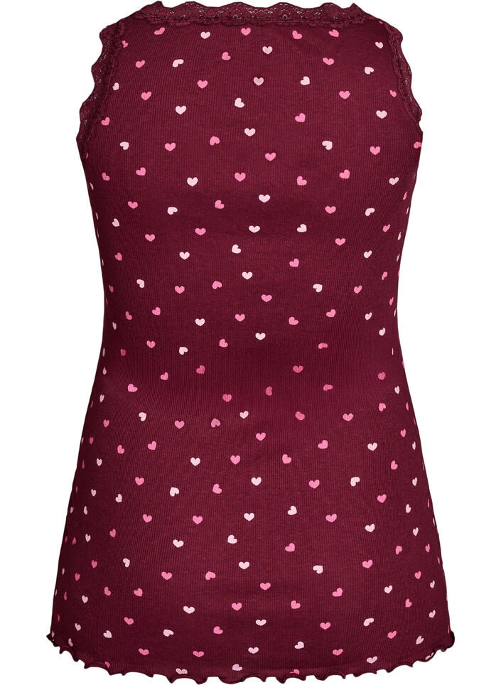 Topp med trykk og blondekant, R&oslash;d, Packshot image number 1